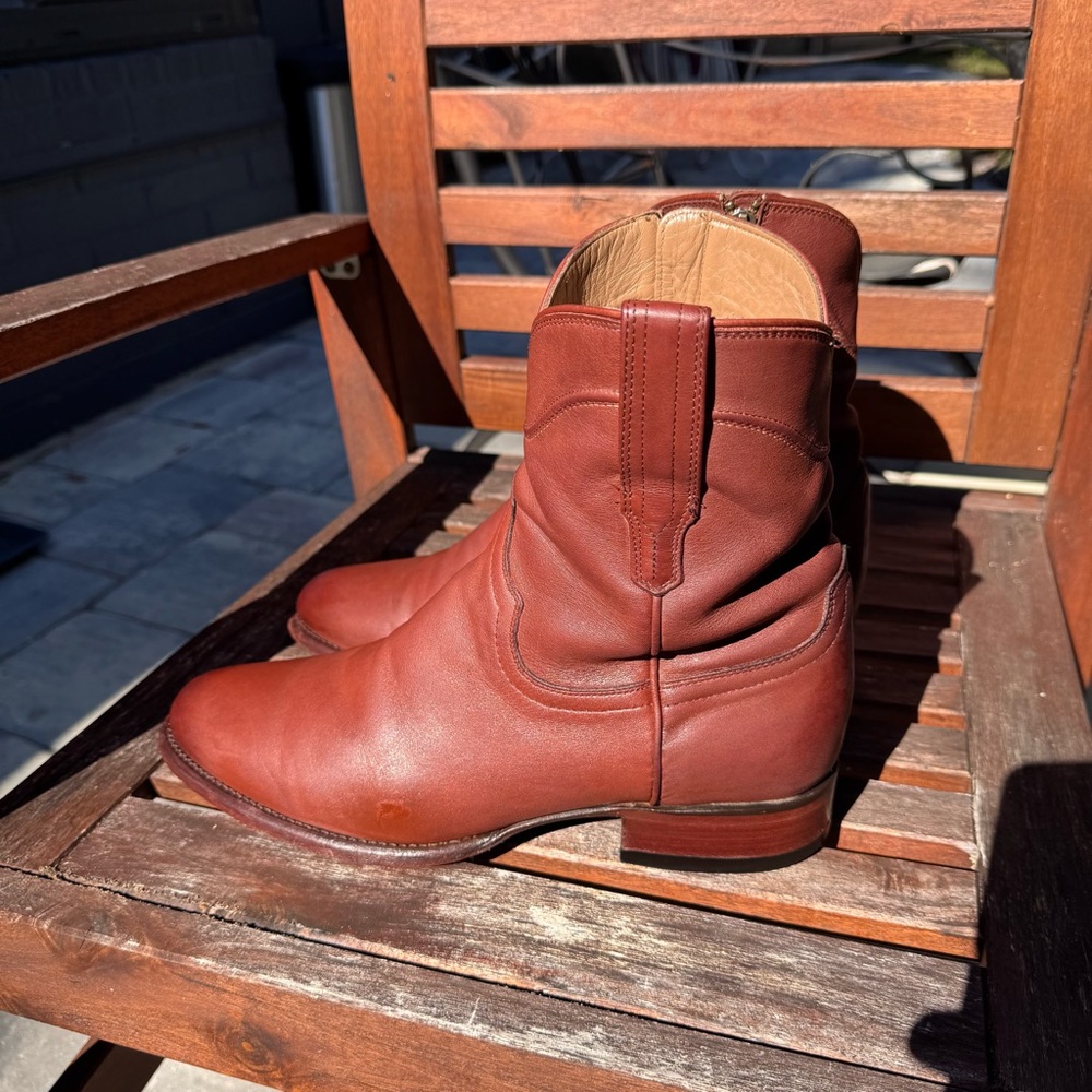 Tecovas Dean Hazelnut Cowhide Leather Zip Western Cowboy Boots Size 12 D